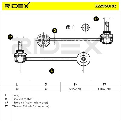 Stabilizer Link RIDEX 3229S0183 3229S0183 - photo 6