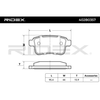 Brake Pads Set RIDEX 402B0357 402B0357 - photo 3