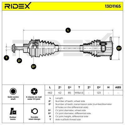 Drive Shaft RIDEX 13D1165 13D1165 - photo 2
