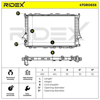 Radiator, Engine Cooling RIDEX 470R0656 470R0656 - photo 5