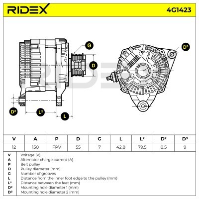 Alternator RIDEX 4G1423 4G1423 - photo 5