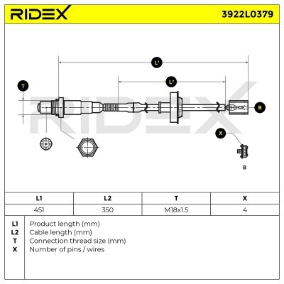 Lambda (Oxygen) Sensor RIDEX 3922L0379 3922L0379 - photo 6