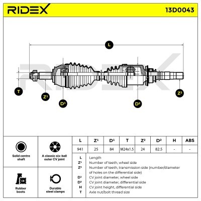 Drive Shaft RIDEX 13D0043 13D0043 - photo 7
