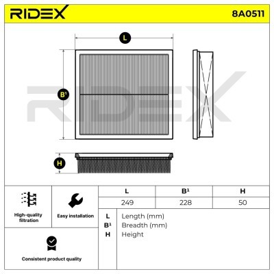 Air Filter RIDEX 8A0511 8A0511 - photo 6