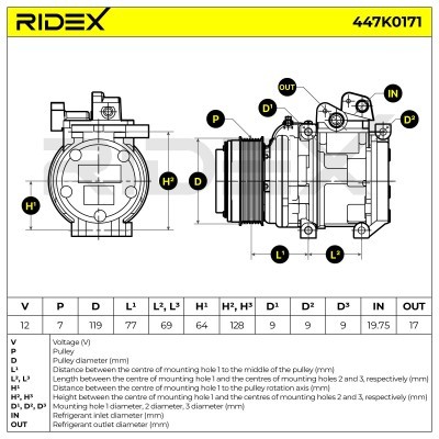 Compressor, Air Conditioning KIA SORENTO I (JC) 447K0171 - photo 8