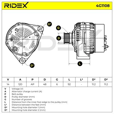 Alternator RIDEX 4G1108 4G1108 - photo 7