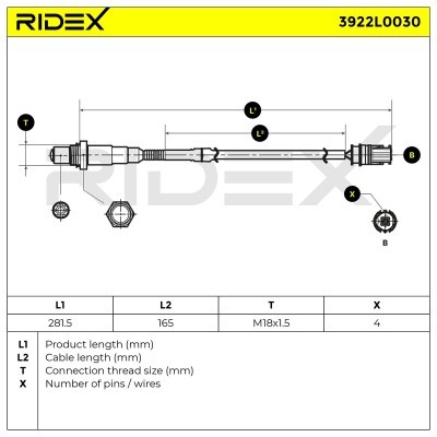 Lambda (Oxygen) Sensor RIDEX 3922L0030 3922L0030 - photo 6