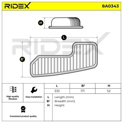 Air Filter RIDEX 8A0343 8A0343 - photo 5