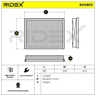 Air Filter RIDEX 8A0803 8A0803 - photo 5