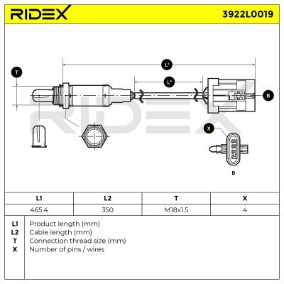 Lambda (Oxygen) Sensor RIDEX 3922L0019 3922L0019 - photo 6