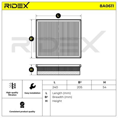 Air Filter RIDEX 8A0611 8A0611 - photo 6