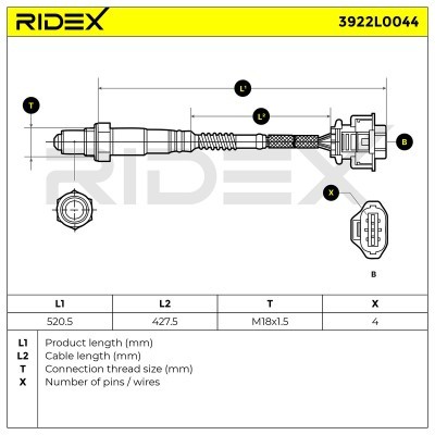 Lambda (Oxygen) Sensor RIDEX 3922L0044 3922L0044 - photo 6