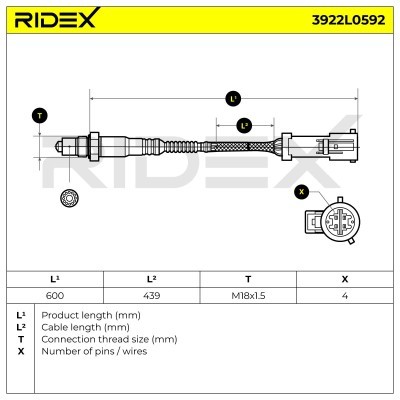 Lambda (Oxygen) Sensor RIDEX 3922L0592 3922L0592 - photo 6