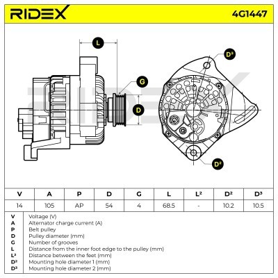 Alternator RIDEX 4G1447 4G1447 - photo 5