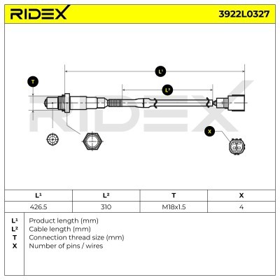 Lambda (Oxygen) Sensor RIDEX 3922L0327 3922L0327 - photo 6
