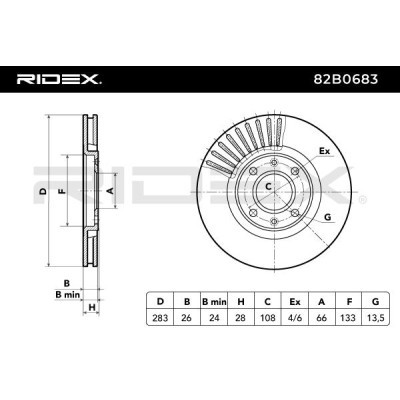 Brake Disc RIDEX 82B0683 82B0683 - photo 3