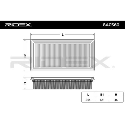 Air Filter RIDEX 8A0360 8A0360 - photo 6