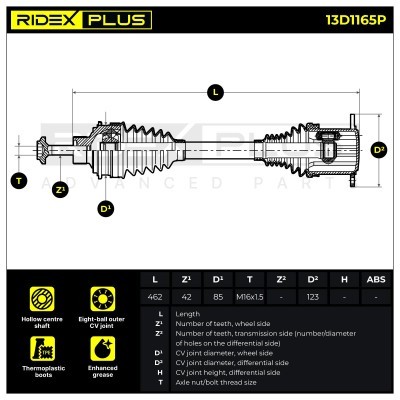 Drive Shaft RIDEX 13D1165P 13D1165P - photo 9