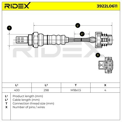 Lambda (Oxygen) Sensor RIDEX 3922L0611 3922L0611 - photo 6