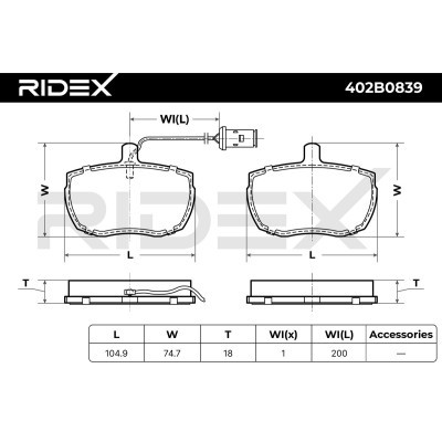 Brake Pads Set RIDEX 402B0839 402B0839 - photo 7