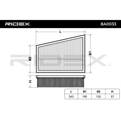 Air Filter RIDEX 8A0033 8A0033 - photo 5