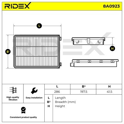 Air Filter RIDEX 8A0923 8A0923 - photo 6