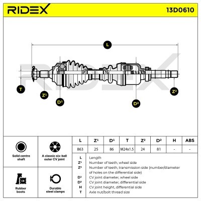 Drive Shaft RIDEX 13D0610 13D0610 - photo 7