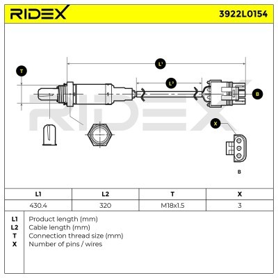 Lambda (Oxygen) Sensor RIDEX 3922L0154 3922L0154 - photo 6