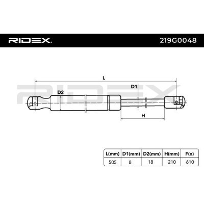 Gas Spring, boot-/cargo area RIDEX 219G0048 219G0048 - photo 3