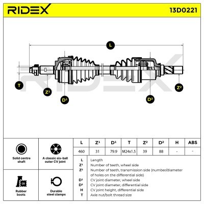 Drive Shaft RIDEX 13D0221 13D0221 - photo 4