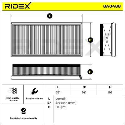 Air Filter RIDEX 8A0488 8A0488 - photo 6