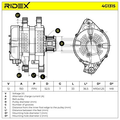 Alternator RIDEX 4G1315 4G1315 - photo 6