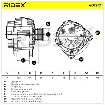 Alternator RIDEX 4G1217 4G1217 - photo 5