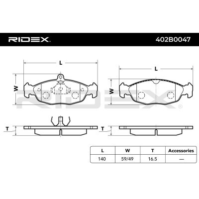 Brake Pads Set RIDEX 402B0047 402B0047 - photo 3