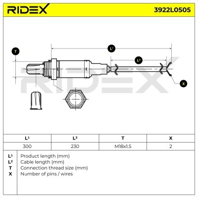Lambda (Oxygen) Sensor RIDEX 3922L0505 3922L0505 - photo 6