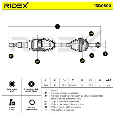 Drive Shaft RIDEX 13D0500 13D0500 - photo 7