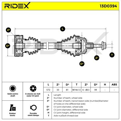 Drive Shaft RIDEX 13D0394 13D0394 - photo 7