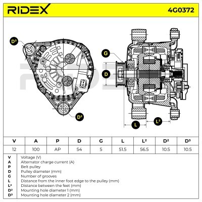 Alternator RIDEX 4G0372 4G0372 - photo 7