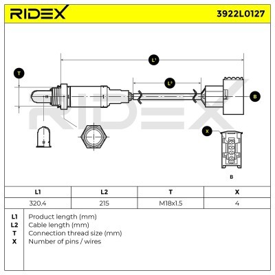 Lambda (Oxygen) Sensor RIDEX 3922L0127 3922L0127 - photo 6