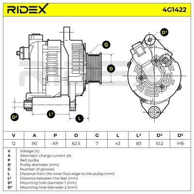 Alternator RIDEX 4G1422 4G1422 - photo 5