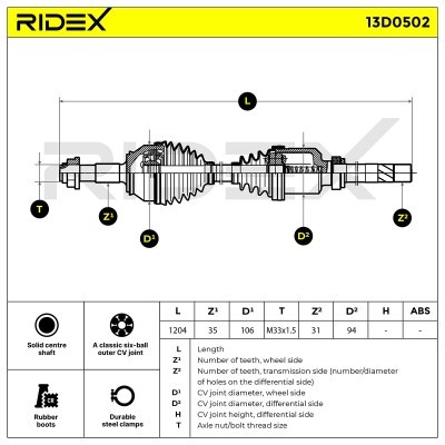 Drive Shaft RIDEX 13D0502 13D0502 - photo 7