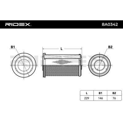 Air Filter RIDEX 8A0342 8A0342 - photo 3