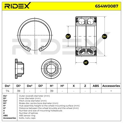 Wheel Bearing RIDEX 654W0087 654W0087 - photo 2