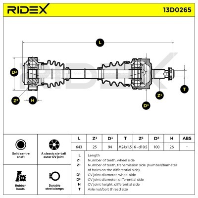 Drive Shaft RIDEX 13D0265 13D0265 - photo 6