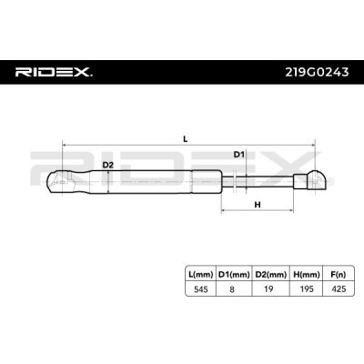 Gas Spring, boot-/cargo area RIDEX 219G0243 219G0243 - photo 5