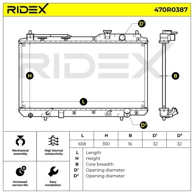Radiator, Engine Cooling RIDEX 470R0387 470R0387 - photo 4