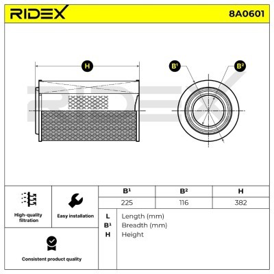 Air Filter RIDEX 8A0601 8A0601 - photo 6