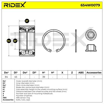 Wheel Bearing RIDEX 654W0079 654W0079 - photo 1