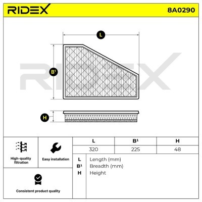Air Filter RIDEX 8A0290 8A0290 - photo 5