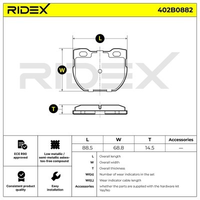 Brake Pads Set RIDEX 402B0882 402B0882 - photo 6